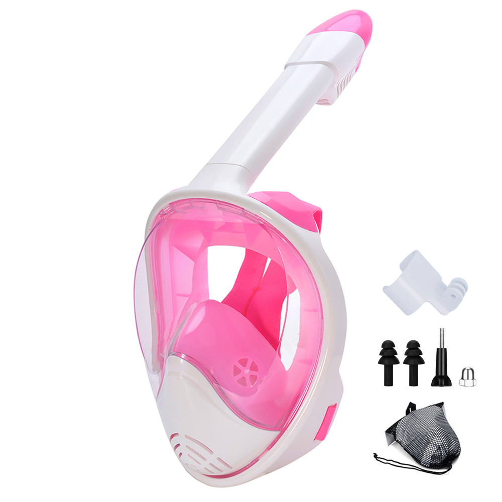 Full Face Snorkel Mask with Detachable Camera Mount,Snorkeling Swimming Diving Mask Wide View Anti-Fog Anti-Leak for Adult Youth: Navy Blue / L/XL