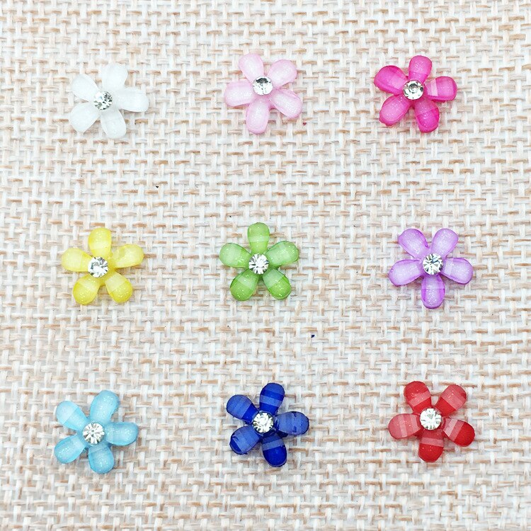 50Pcs Rhinestone Bloemen Charms 9Mm Voor 3D Nail Art Wit/Roze Bloemen Voor Bruiloft Nagels Decor Bridal nail Art 3D Nagel Charmes