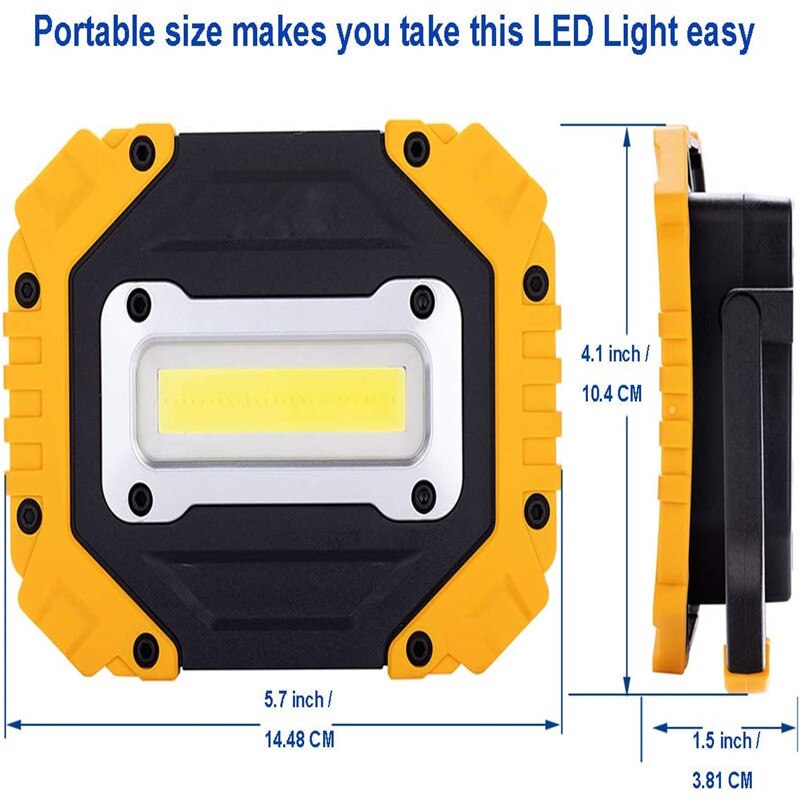 100W Led Work Light 180 Degrees Adjustable Super Bright Waterproof Lanterns Spotlight for Outdoor Repairing Camping Uses 4AA