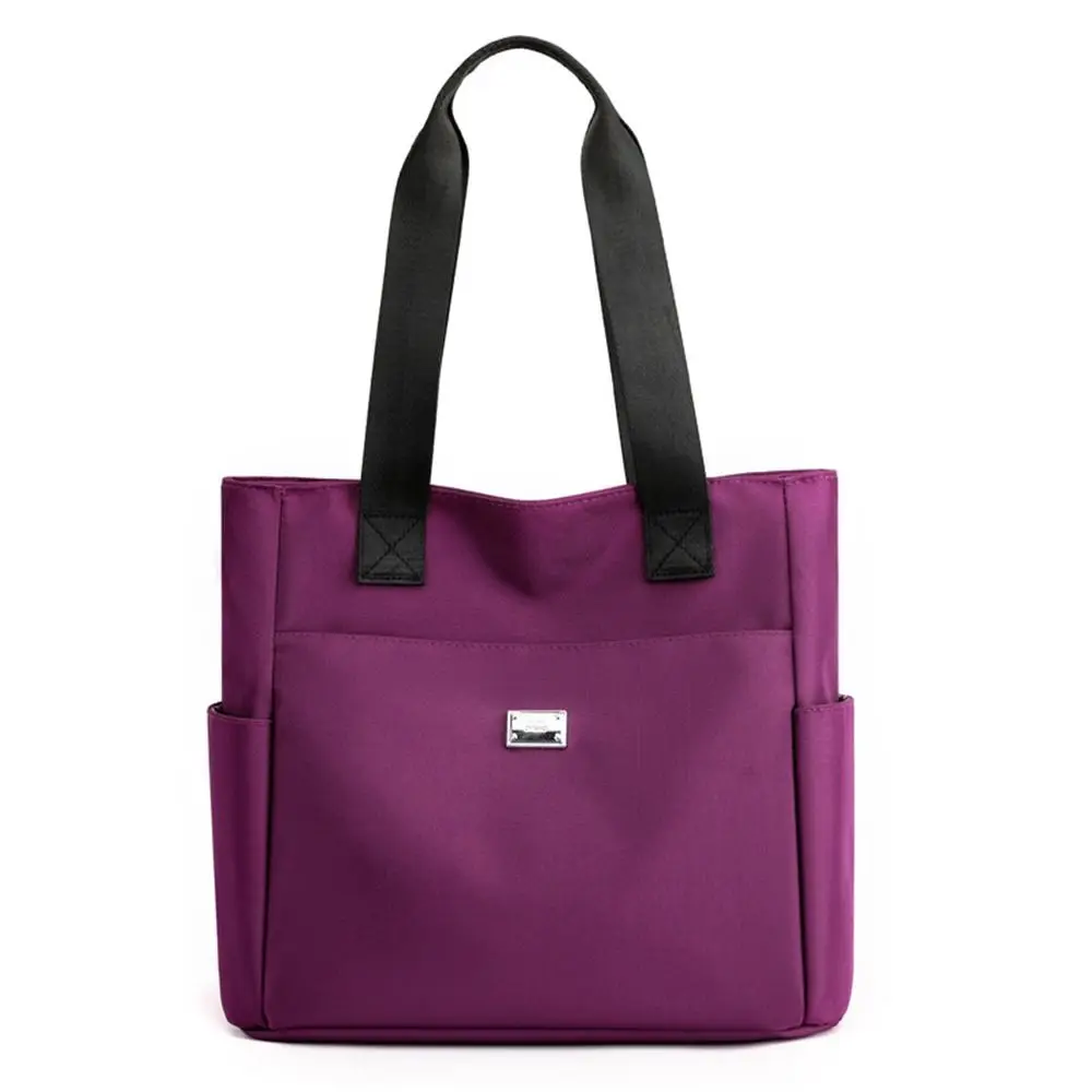 Bolsa tote de mão de grande capacidade, de alta qualidade, leve, à prova d'água, de nylon, bolsa de ombro para trabalho, escola e viagem, bolsa de ombro: Preto