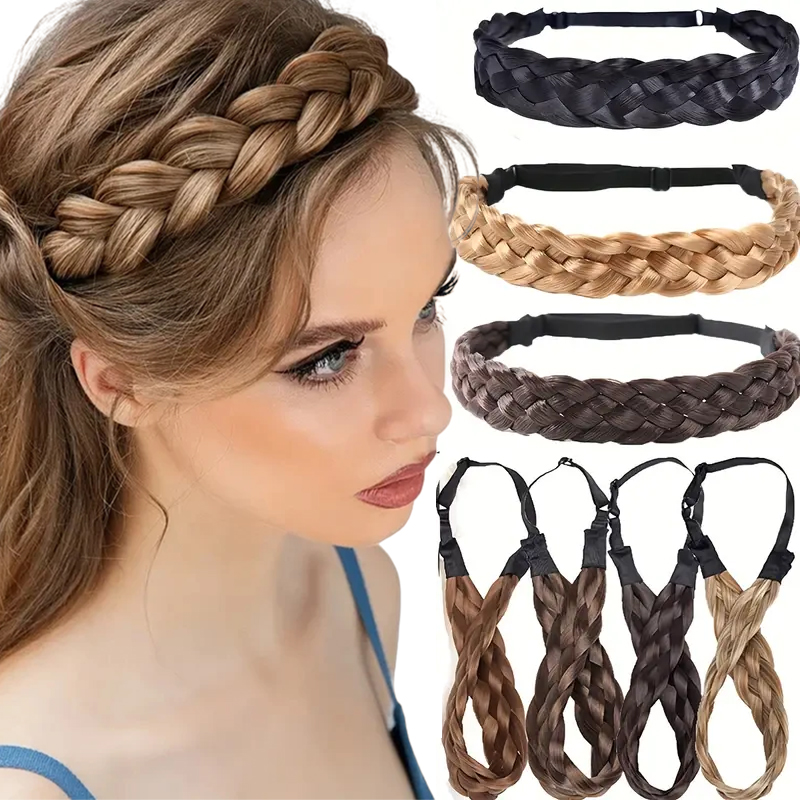 Synthetisches Stirnband Ich bin böhmischen Stil, Fischschwanz-Zöpfe, Haar mit verstellbarem Gürtel, geflochtenes Haarband für Damen, Frisur, Haarteile