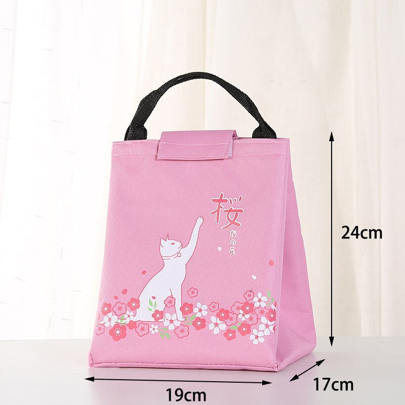 Comedor térmico de la caja de almuerzo portátil PAQUETE DE AISLAMIENTO impermeable almuerzo de paño Oxford bolso para las mujeres de los hombres, bolso bolsas bolsa: pink Cat