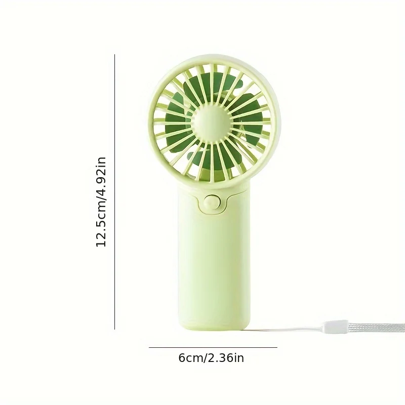 ventilador pequeño con carga USB, turbina eólica portátil para estudiantes, Mini ventilador de mano de alto volumen de aire para exteriores, Enfriador de aire: Verde
