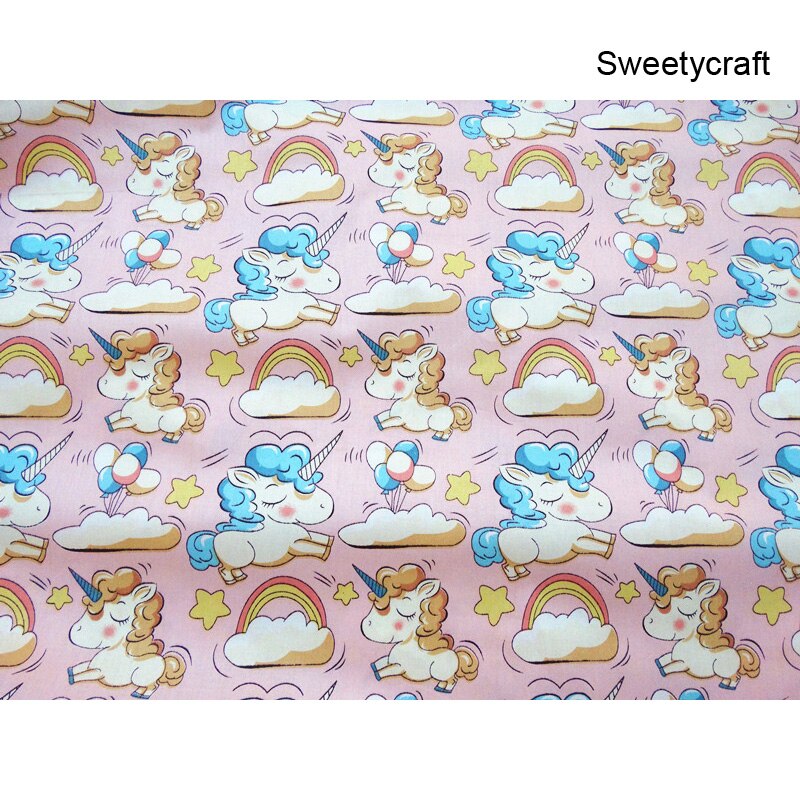 160*100cm bomullstyg tryckt enhörning stjärna baby flicka bomull quilting twill tyg för gör-det-själv sömnad lapptäcke tyg ark tyg