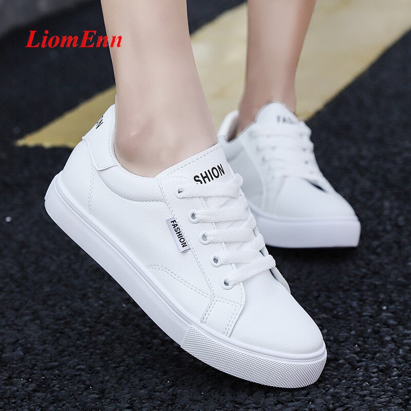 Czarne białe trampki damskie mieszkania buty damskie damskie skórzane zasznurować Sport tenis 2020 wiosna mokasyny Unisex duży rozmiar 35-44
