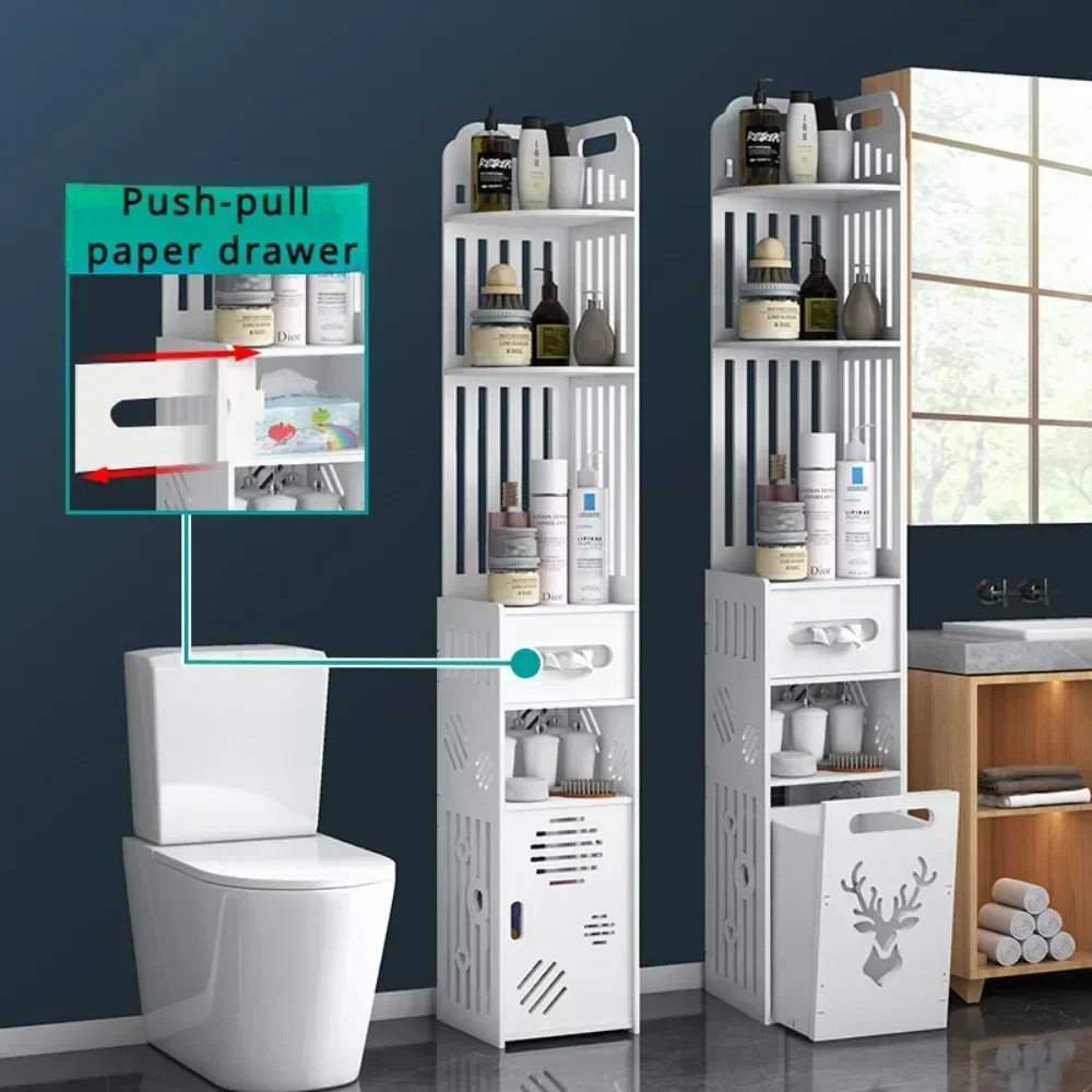 Toilet hjørneskab badeværelse sideskab gulvstående opbevaringshylde vandtæt fugeopbevaring samlede badeværelsesskabe