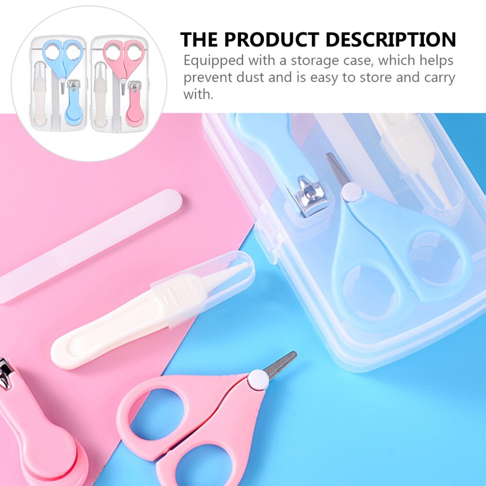2 Sets Useful Durable Practical Baby Fingernail Scissors Nail Grooming Kit for Infant Baby Kid