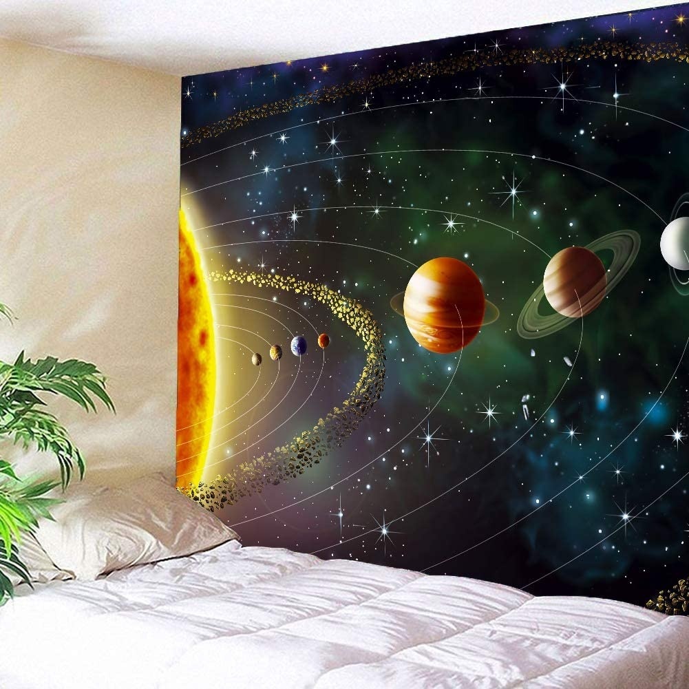 Tapiz de planetas del espacio exterior, tapices grandes impresos de galaxia y universo, Mural colgante de pared para dormitorio, sala de estar, dormitorio, hogar
