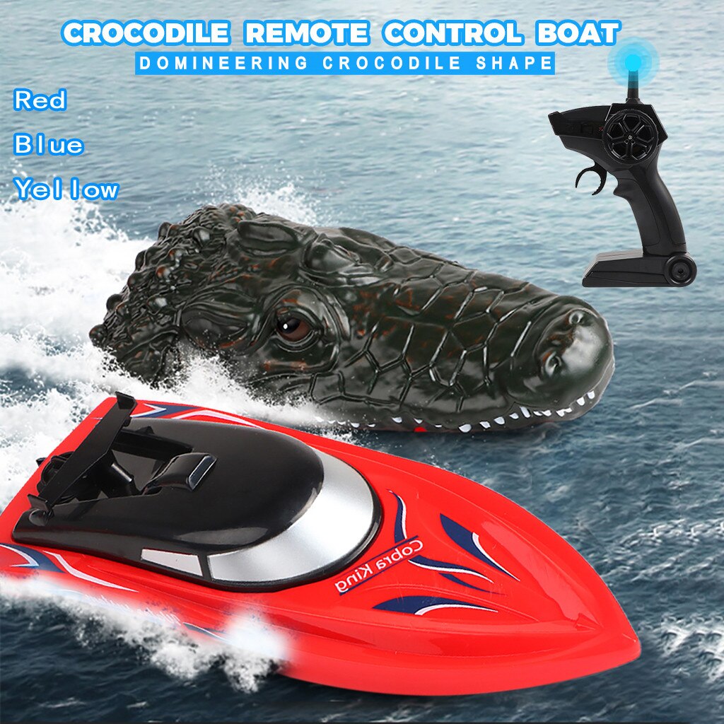 2 In 1 Krokodil Hoofd Rc Boot 2.4G Afstandsbediening 4 Kanaals Afstandsbediening Elektrische Boot Krokodil-Hoofd interessante Prank Speelgoed