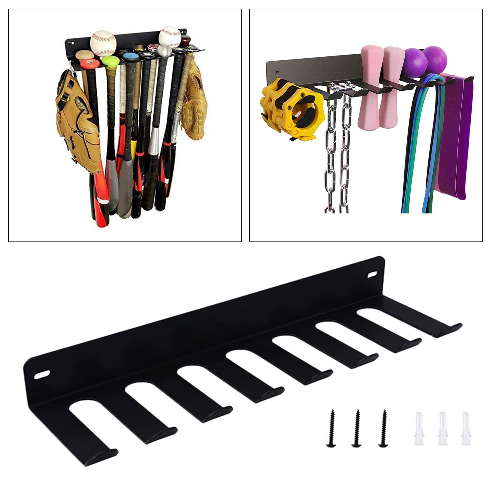 Metal Bat Storage Rack Wall-mounted Baseball Display Holder Ball Claw Wall Hung Baseball Storage Rack Balls Display: 7 Holes 3mm