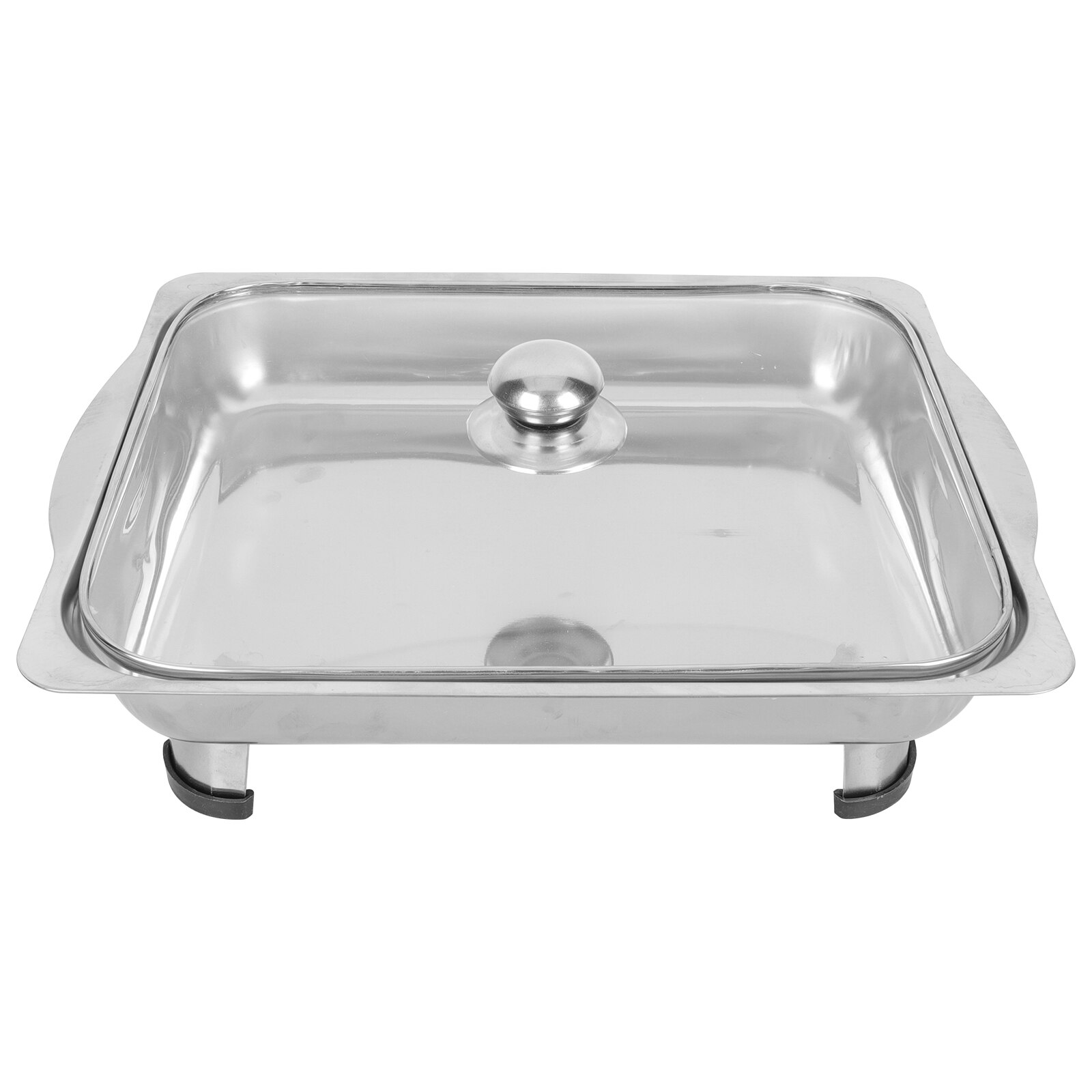Covered Buffet Tray Stainless Steel Buffet Serving Tray Rectangular Canteen Tray Large Capacity Tray: Default Title