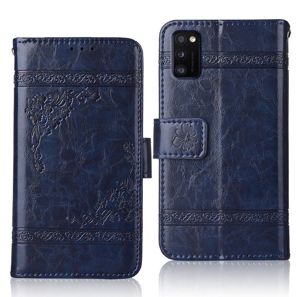 Funda de cuero para libro de Samsung Galaxy A41 A 41, funda para libro, A41: oil-Blue