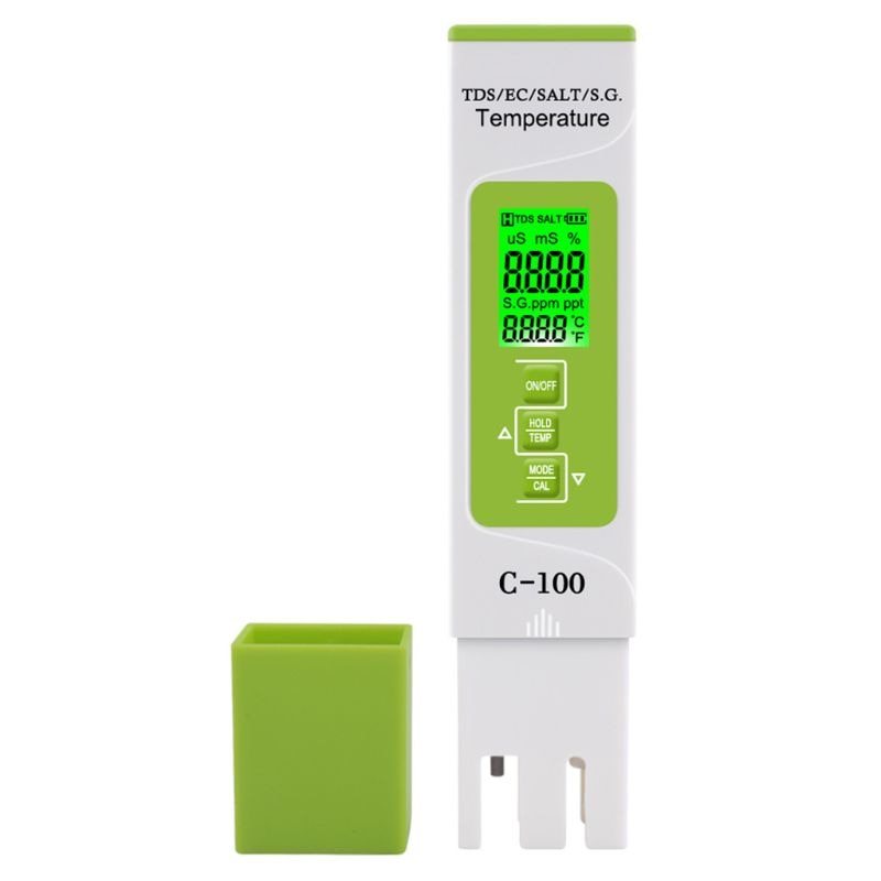 5 in 1 vanntester tds / ec / saltholdighet / sg / temperaturmåler for hjemmet, basseng