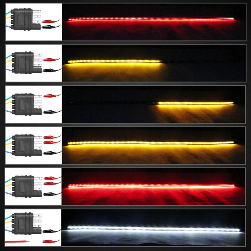 48-Inch 372LED Truck Tail Tailgate Light Bar 3Row Reverse Brake Turn Signal Lamp Car Tailgate Light Bar With Braking