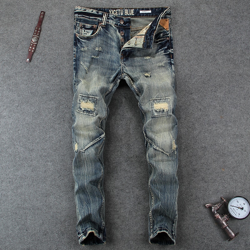 Vintage Knee Hole Ripped Jeans Pants – Tomscloth