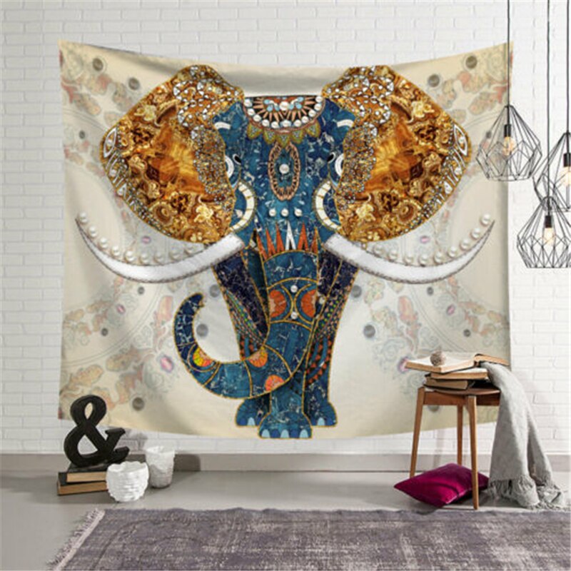Bohemian Elephant Tapestry Indian Wall Hanging Print Bedspread Throw Home Decor: B