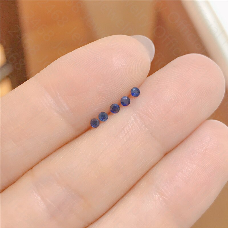 5 Natuurlijke Saffier Losse Stenen, Ronde Gem Vorm, Gem Maat 2Mm