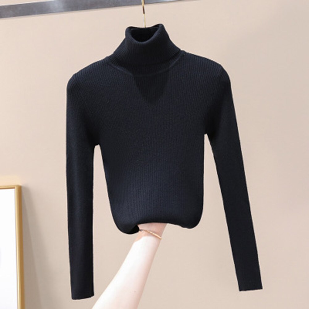 Muyogrt kvinnor baströjor höst vinter toppar slim fit dam pullover solid stickad tröja tröja mjuk varm pull femme