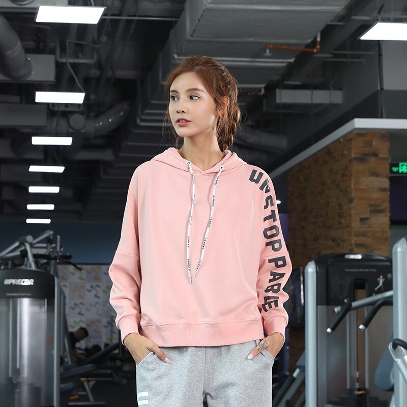 Women's Sport Sweater - Hooded Outdoor Running Pullover - Breathable Cotton Polyester Blend: M / Pink
