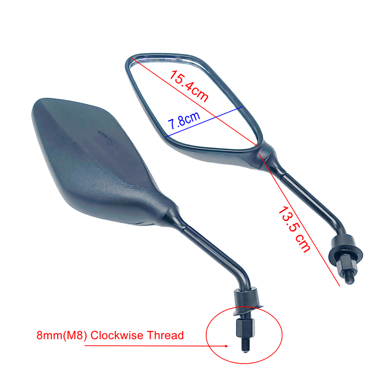 Motorcycle Mirror Electrombile Rear View Mirrors Electrical Motor E-Bike Back Side 8mm Screw Convex Glass 2 Pieces/Pair LMODRI