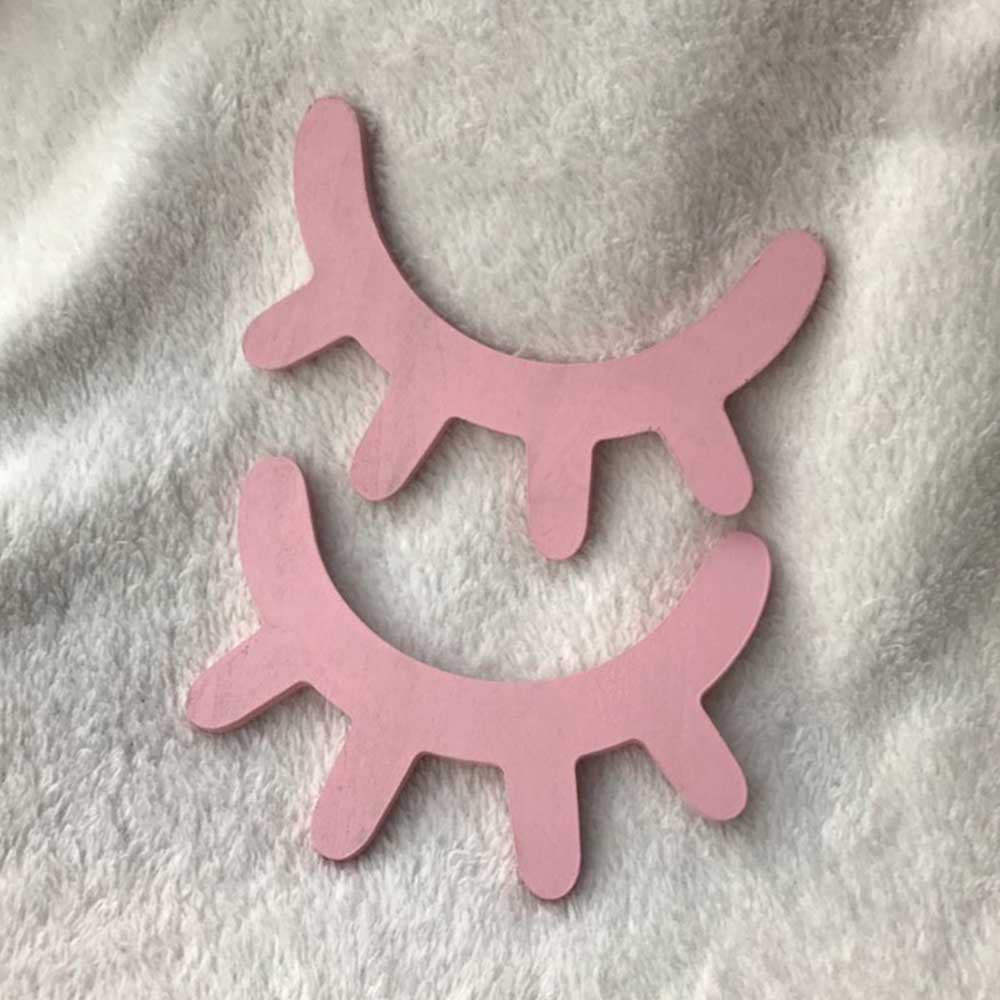 Baby Bed Bumper Ins Style Wooden Eyelashes Wall Sticker Baby Room Decor Photography Props Cartoon 5 Colors: 0.65cm pink bag