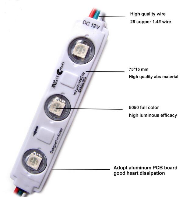 RGB LED Module Strip WS2811 3 LED IP65 Waterproof 5050 COB Injection Sign Lighting DC12V Window Store Front Lighting Lamp