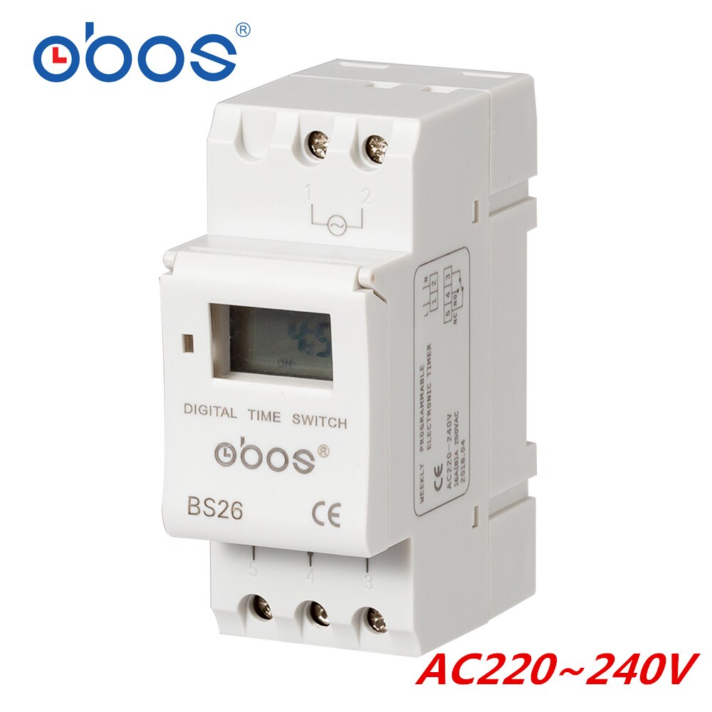 Obos sähkökatkot muisti 220v digitaalinen ajastin din ajastin digitaalinen 16 kertaa päälle/pois päivässä aika asetettu alue 1 min -168h: Ac220-240v