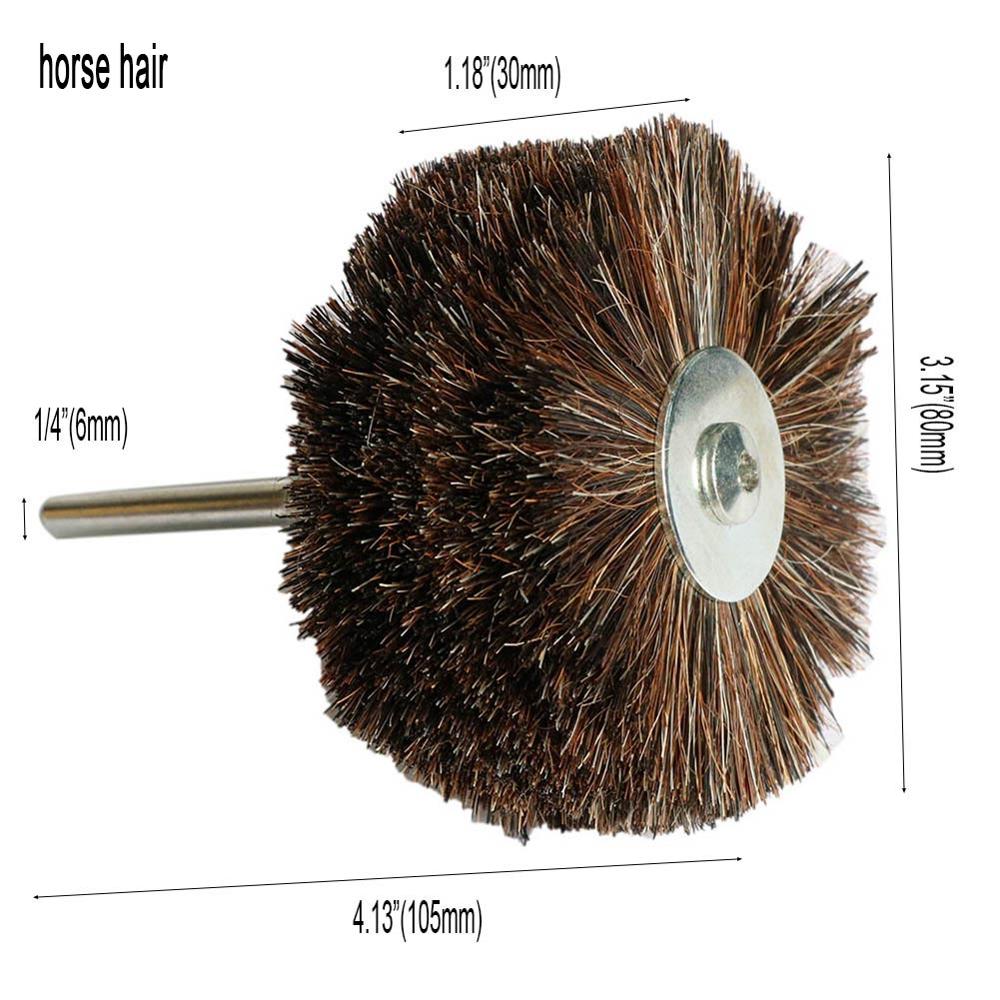 2PCS Abrasive Sisal Filament &amp; Horse Hair Brush Polishing Grinding Head Woodworking Furniture For Drill Rotary Tools shank 6mm: 2pcs horse hair