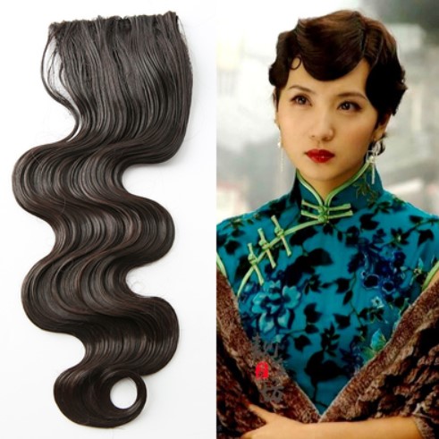Coiffure à frange ondulée pour femmes, accessoires de coiffure style antique, clip d&#39;opéra, performance, qipao vintage: black brown