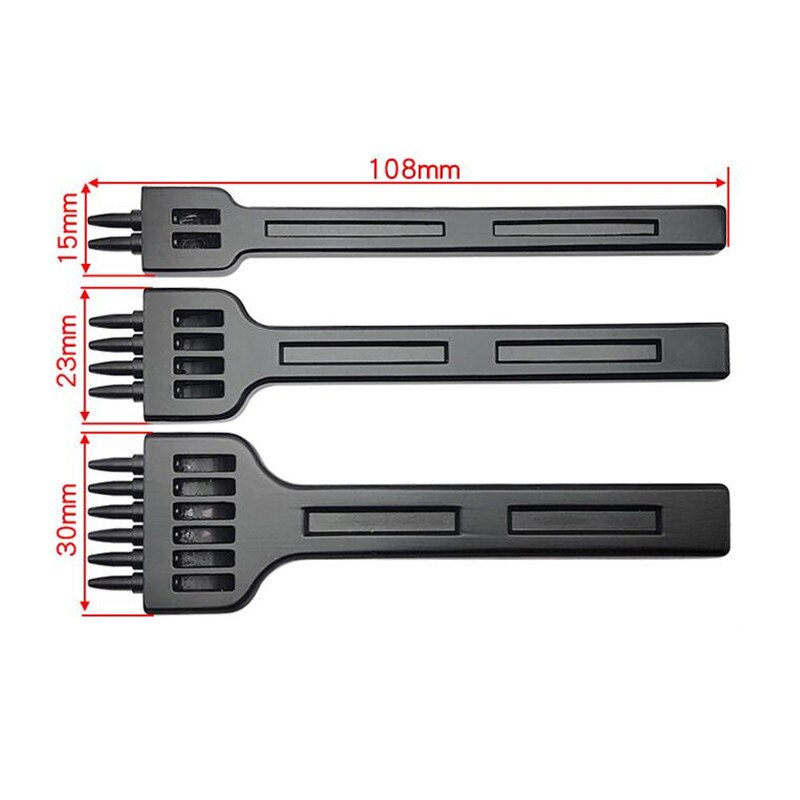 Advanced Leather Row Punch 3/4/5/6mm Spacing Hole Leather Bag Round Punching Electroplating Leather Carving Punchs Set