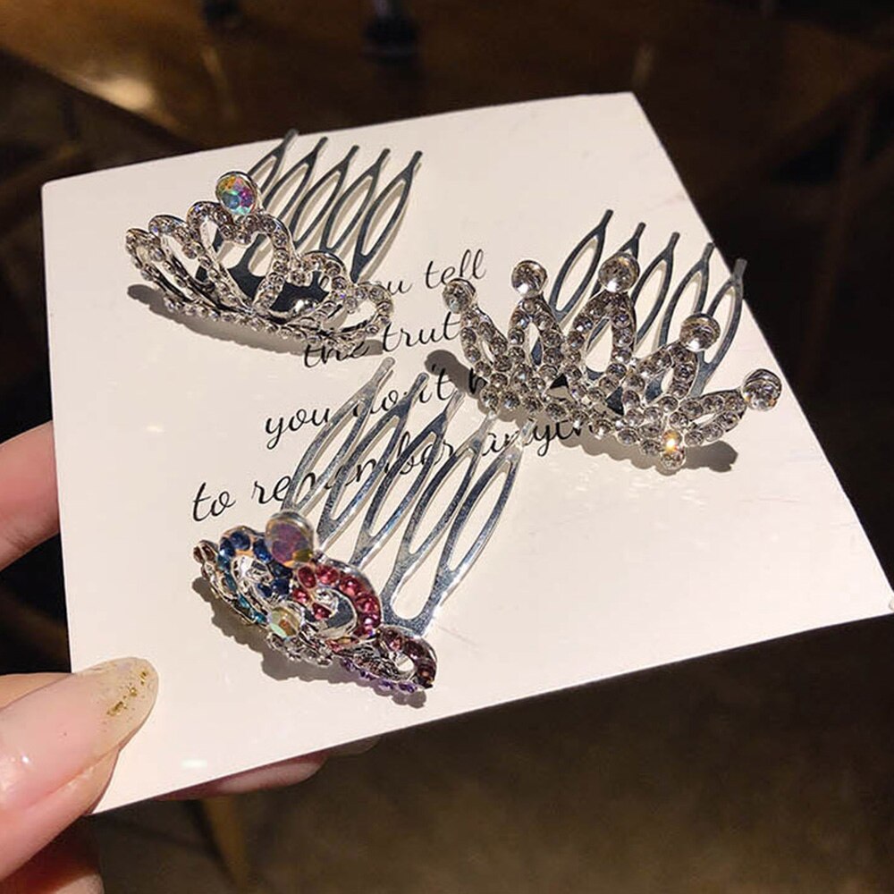 Mini Tiara Rhinestone Hair Clips Princess Crown Comb Costume Accessories For Princess Party Girls Hair Claw Hairpin Styling Tool