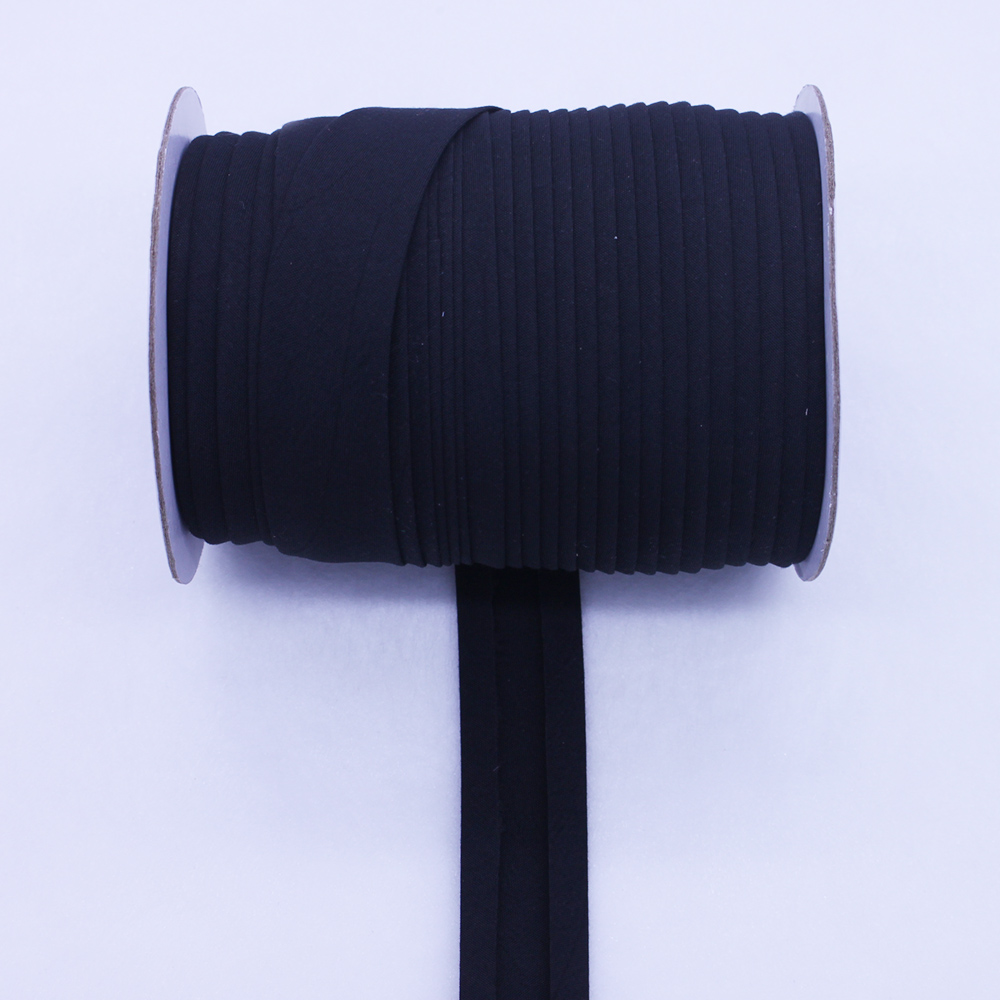 Poliéster/algodón 1 "25mm T/C cinta al polarización vinculante cinta de una sola pliegue Color sólido para costura y recorte de prendas DIY 50 yardas/rollo: Negro