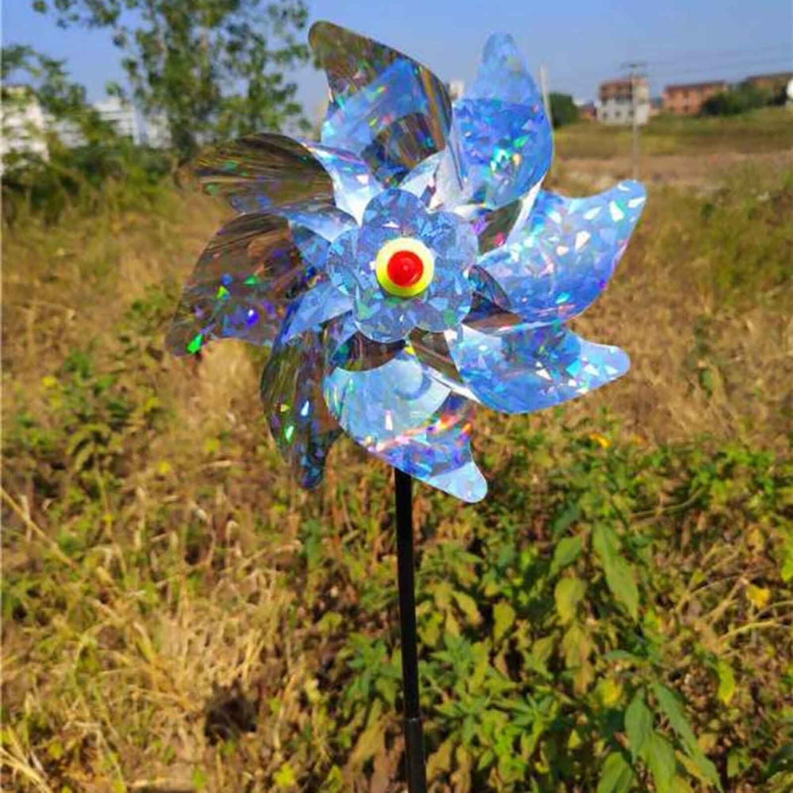 5Pcs Tuin Windmolen Outdoor Vogel Proofing Apparaat Repeller Schrikken Magic Apparaat Wind Spinners Reflecterende Sparkly Gazon Decoratie