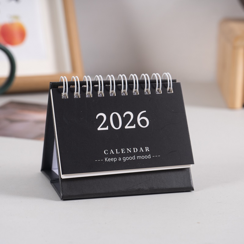 Simple Style English Mini Desk Calendar Desktop Display Portable Calendar Desktop Decoration Handmade Diary: WHITE