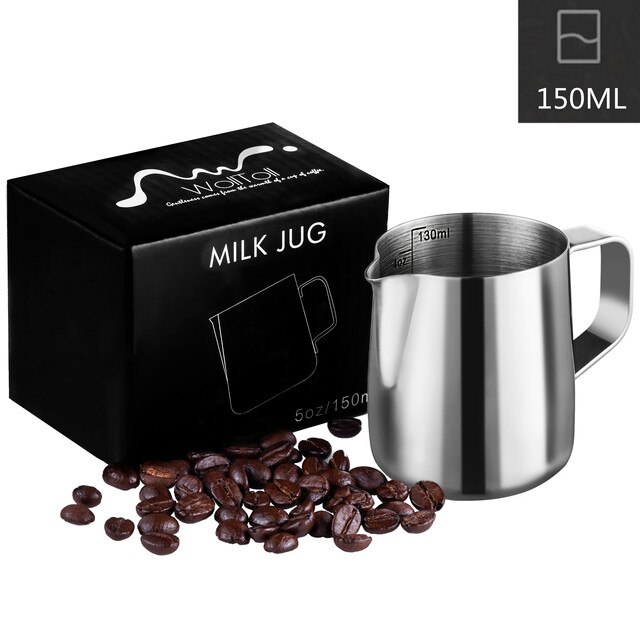 Ruostumattomasta teräksestä valmistettu maidonvaahdotuskannu espresso kahvin höyrytyskannu cappuccino barista craft latte maidonvaahdotin kannu: 150ml