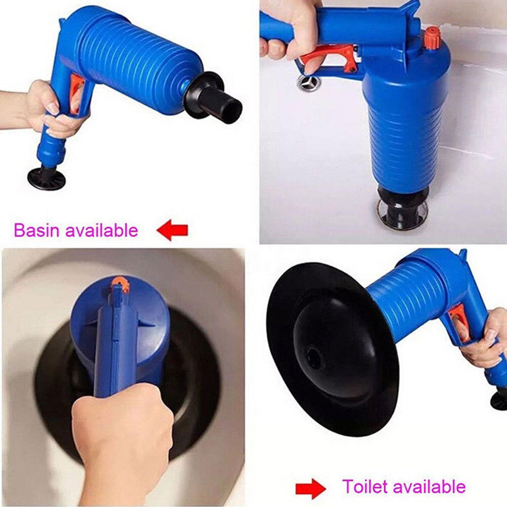 Blue Toilet Dredge Plug Air Pressure Drain Cleaner High Pressure Powerful Blaster Pump Bathroom Drain Cleaners Kitchen Tool