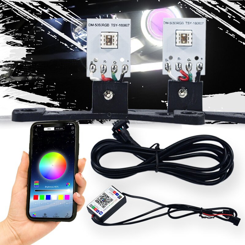 Auto LED Teufel Auge Dämon Bösen Augen DRL LED Bluetooth-kompatibel APP RGB 2,5 Scheinwerfer Motorrad Mini Projektor Objektiv zubehör