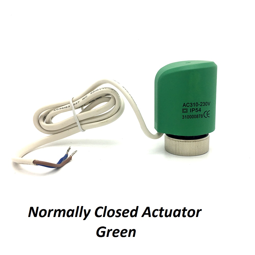AC230V Normally Open Closed Underfloor Water Heating System NO NC Electric Thermal Actuator Valve Head for Thermostat: NC Green
