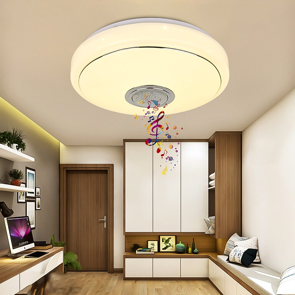 SUNYIMA Bluetooth musique Led lustre de plafond avec haut-parleur de basse 36W 72W télécommande colorée lumière de LED à changement de couleur