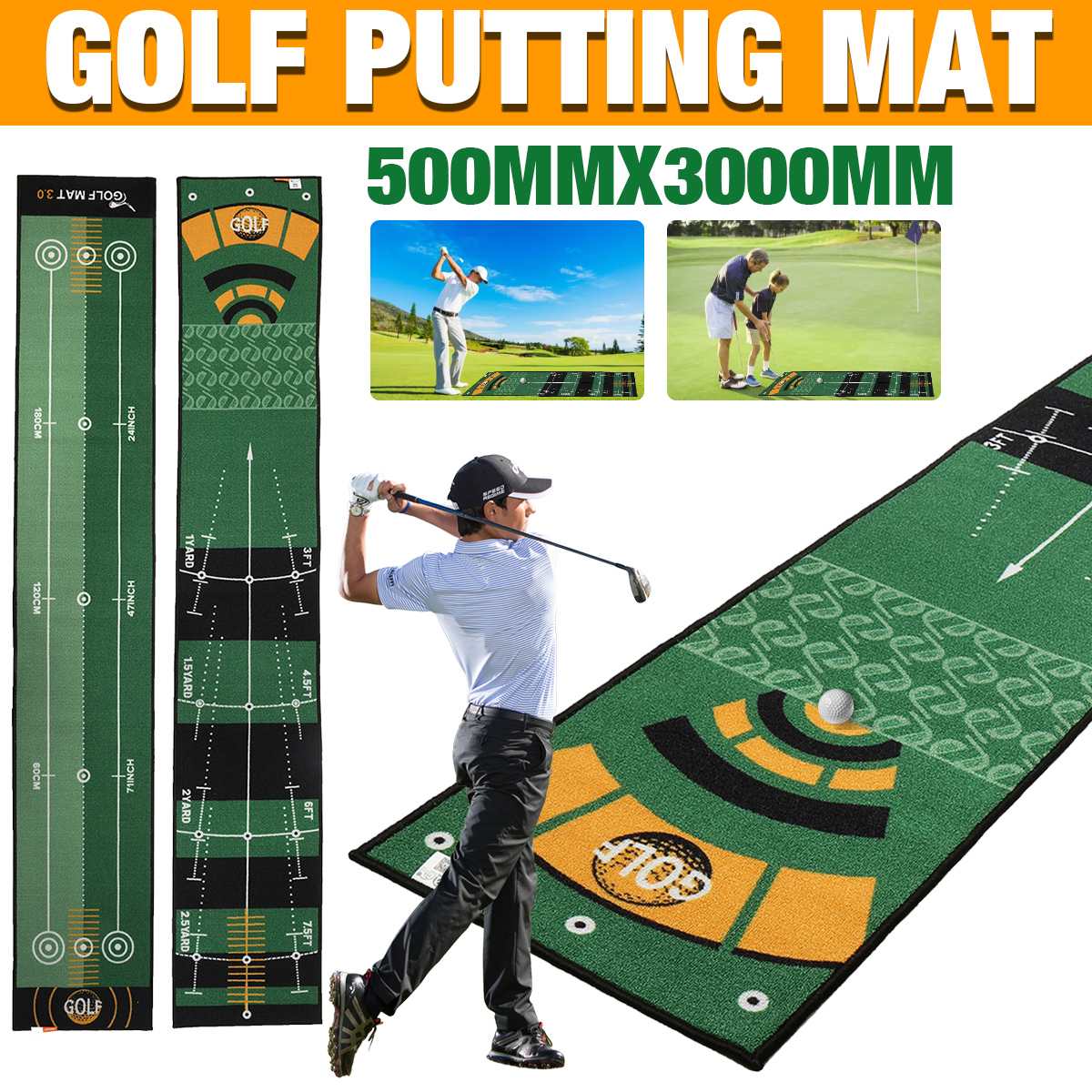 20*118Inch Putting Mat Golf Training Aids Indoor Golf Raken Mat Putting Trainer Putter Groene Fairway trainer Gericht