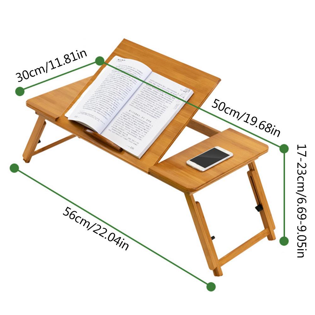 Folding Table Multifunctional Adjustable Laptop Desk Solid Wood Bed Reading Table