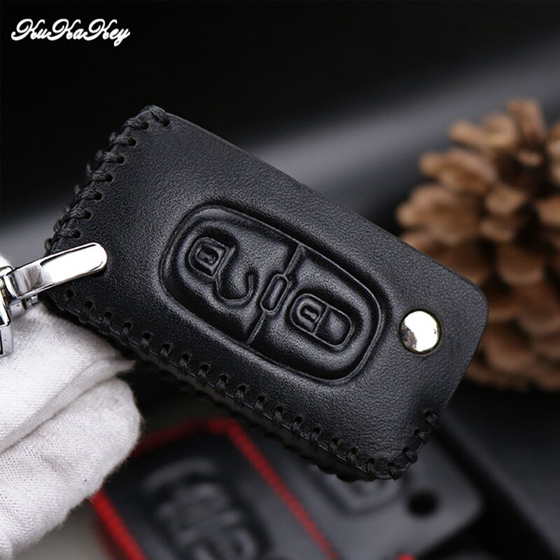 Leather Car Key Case Cover For Peugeot RCZ 107 206 207 208 306 307 308 407 408 Auto Key Bag Shell Protector Accessories