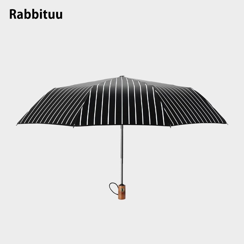 Stor automatisk mænd paraply træ folde vindtæt uv beskyttelse enkel regn parasol paraply paraply business paraply  mm60ys