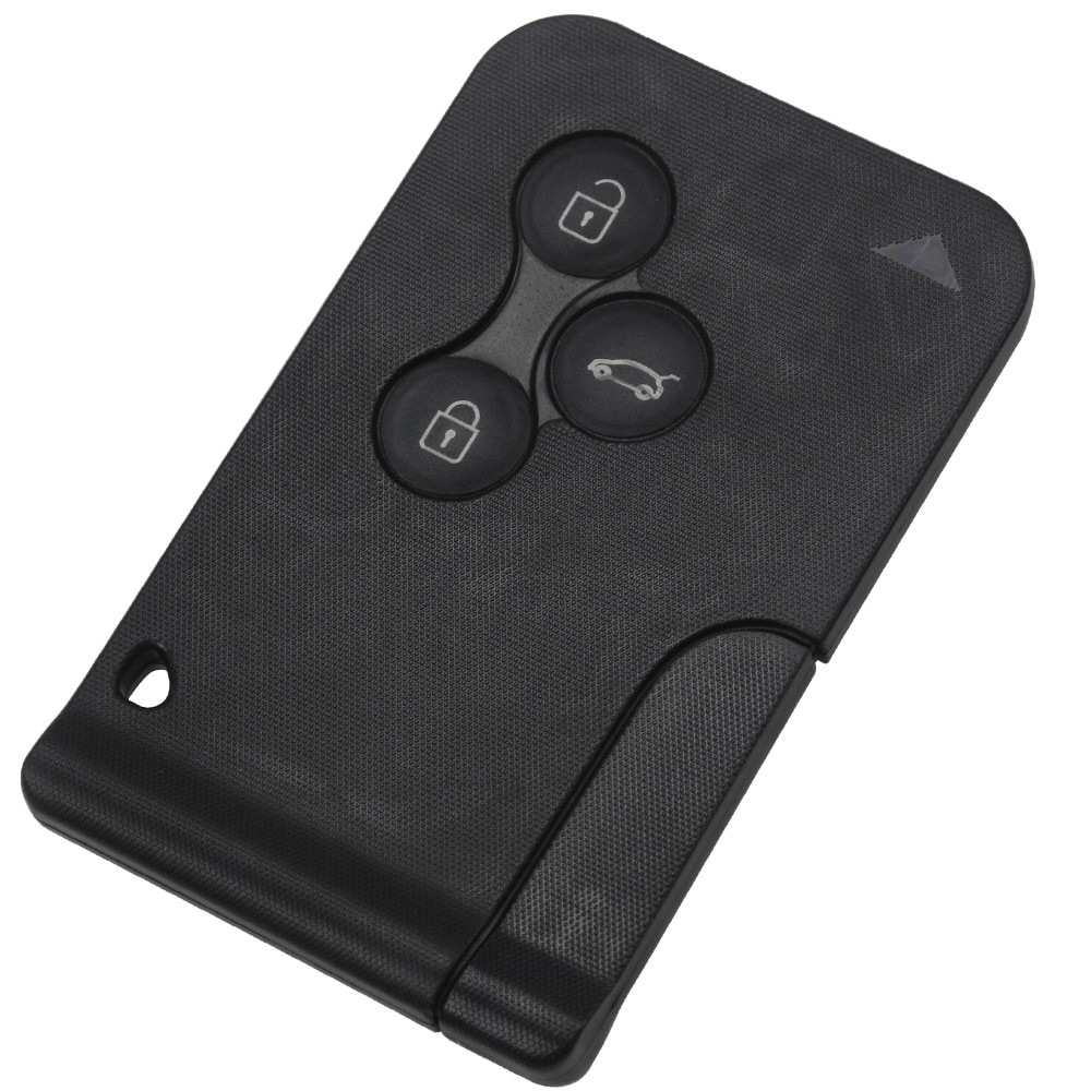 Jingyuqin 3 Knop Smart Card Voor Renault Clio Logan Megane 2 3 Koleos Scenic Card Case Zwart Autosleutelzakje shell Met Kleine Sleutel