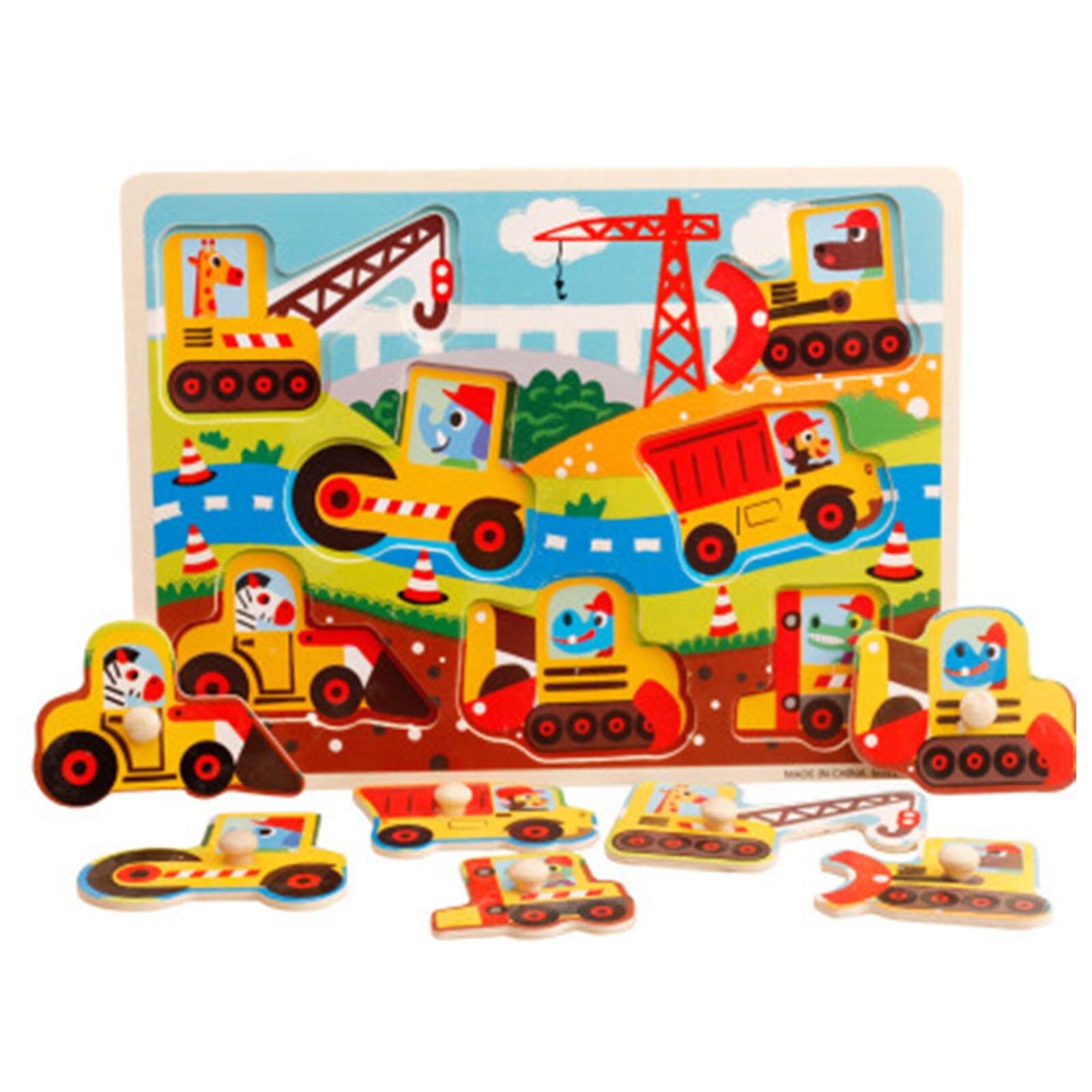 25# Wooden Animal Hand Grasp Board Early Education Enlightenment Kindergarten Teaching Aid Forest Ocean Gear Jigsaw Puzzle: B