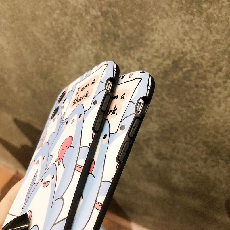 Koko näytön shark puhelinkuoret huawei  p30 p40 mate 30 pro iphone 7 8 plus xr  xs 11 pro max iskunkestävä pehmeä takakansi