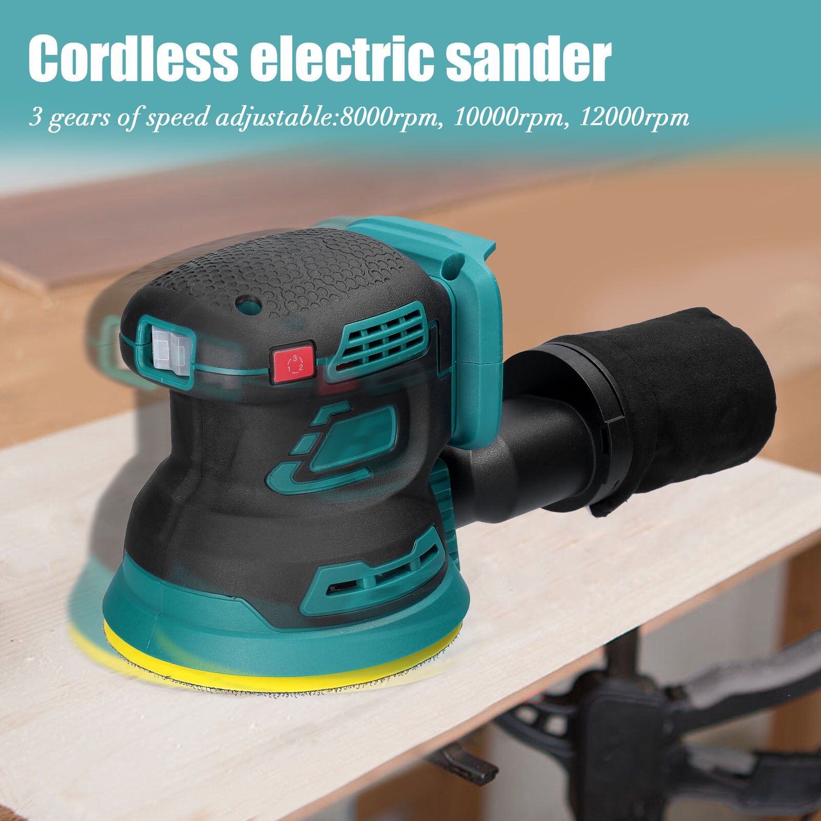 Cordless Electric Sander 8000/10000/12000rpm Wood Grinder Polisher 3 Speed Gears Adjustable Portable Polishing Grinding Machine