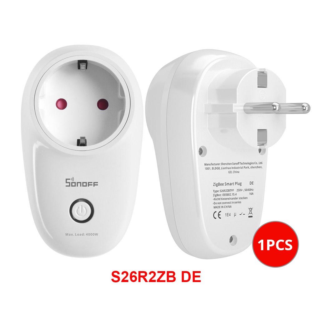 SONOFF S26 R2 ZigBee Smart Plug UK/DE/FR 16A Hub Support Smart Scene Voice Control Time Planned via eWeLink Alexa Google Home: Bundle1