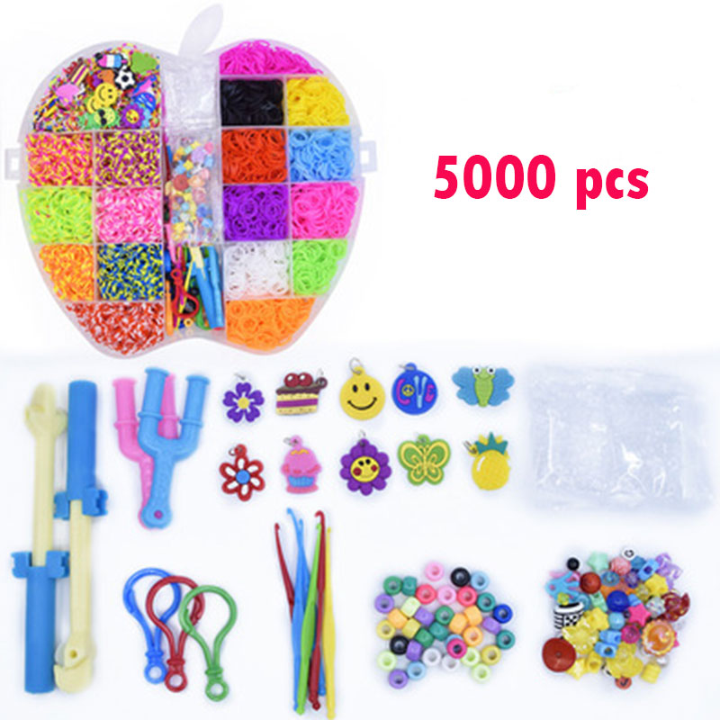 10000pc diy legetøjsgummi vævebånd sæt kid diy armbånd silikone elastik elastiske væve vævebånd legetøj børn varer: 5000pc