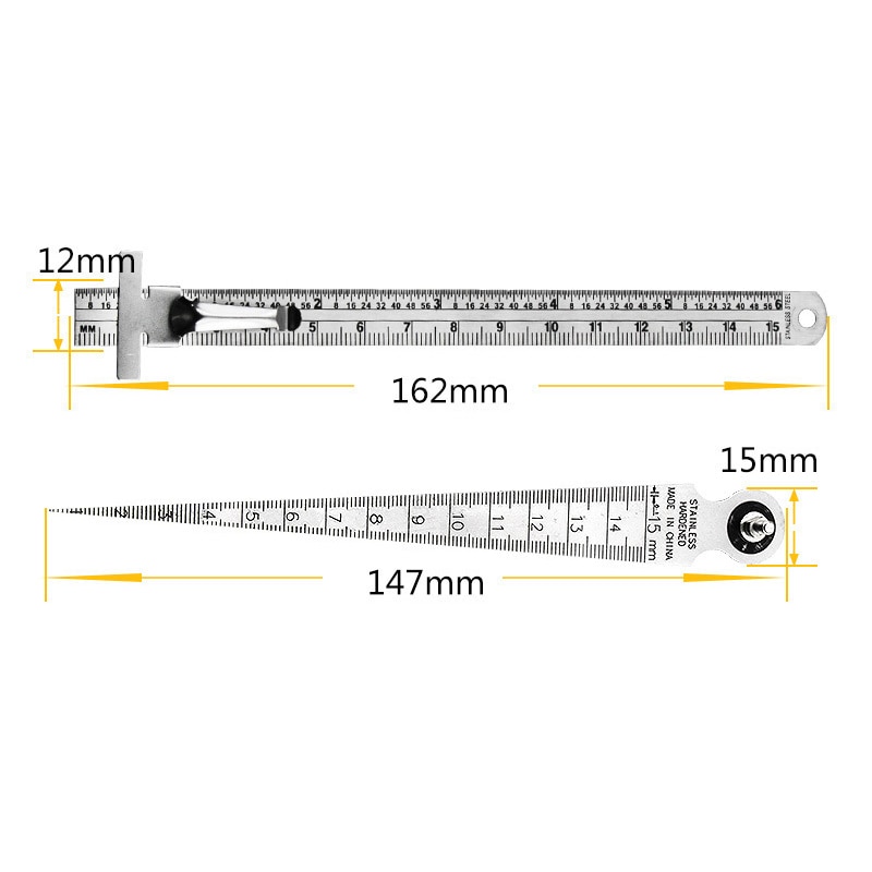 0-150mm Stainless Steel Taper Welding Feeler Gauge Gage Depth Ruler Hole Inspection for Measurement Tool